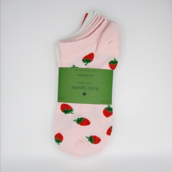 NEW Kate Spade Strawberry Print Socks Pack 3 Pairs NWT - Picture 3 of 6